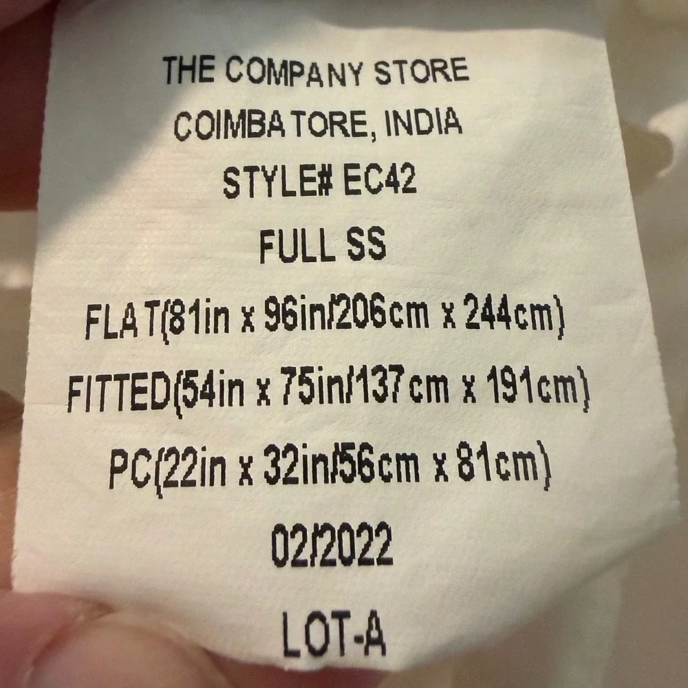 The Company Store Legends Hotel Full Size White Supima Cotton Percale Flat Sheet
